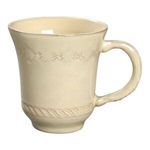 Vietri Bellezza Buttercream Embossed Coffee Mug Italy Discontinued New